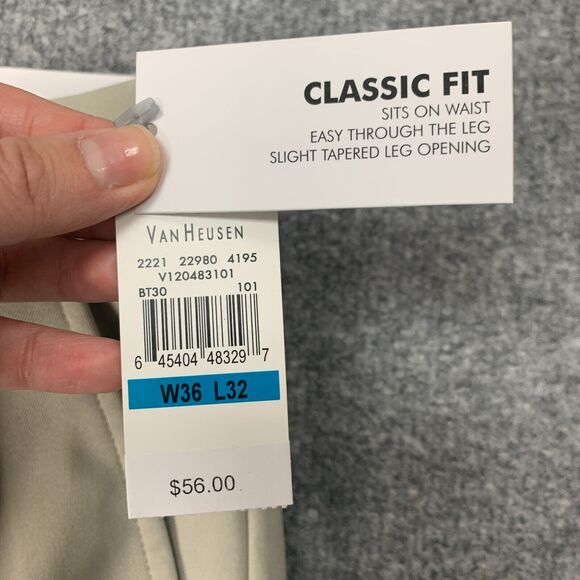 Van Heusen Traveler Pants Mens 36 Artichoke Pleated Front Classic Fit Non Iron - Picture 4 of 16